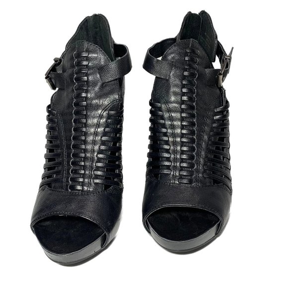 BCBGeneration Black Woven Cage Heels Size 8M - Picture 4 of 10